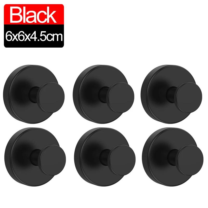 

6/1 шт. Крючки на присосках из нержавеющей стали, водонепроницаемые, для ванной комнаты, душа, настенные, без сверления, многоразовые, с сильной адсорбцией, держатель-крючок 1PCS чёрный