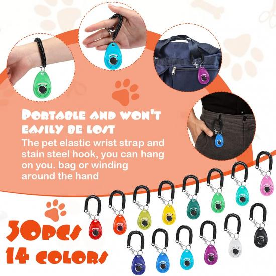 30 Pcs Dog Training Clicker Pet Training Clicker with Wrist Strap Dog Clicker Cat Clicker Pet Clicker Bird Clicker Puppy Training Supplies for Dogs