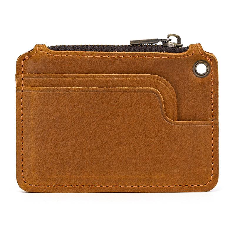 Fashion Style Little Coin Purse Genuine Leather Card Holder Men Women Leather Short Wallet Zipper Purse for Coins Credit Cards
