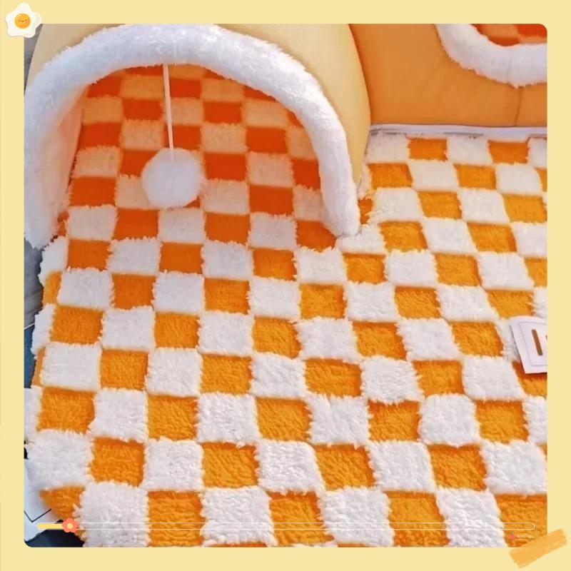 Cat Nest Cartoon Cat Hide and Seek Cats Tunnel Play and Sleep Together Cats Bed Pet Nest Small Dog Semi Enclosed Bed