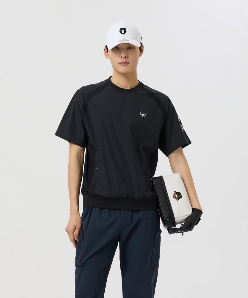 Goldeunbeeo Stretchable Nylon Crewneck Sweatshirt_G4Tam25221Bkx