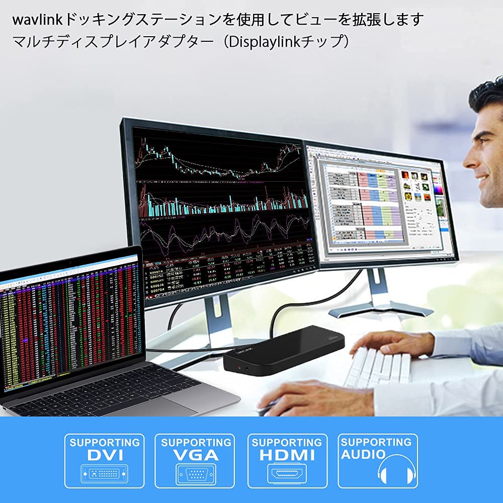 WAVLINK Docking Station Up To 2K 2048x1152 2 X Ports 4 X Ports 5Gbps Data Transfer Speed High Speed Equipped with Gigabit Ethernet Port Giga Port At 1