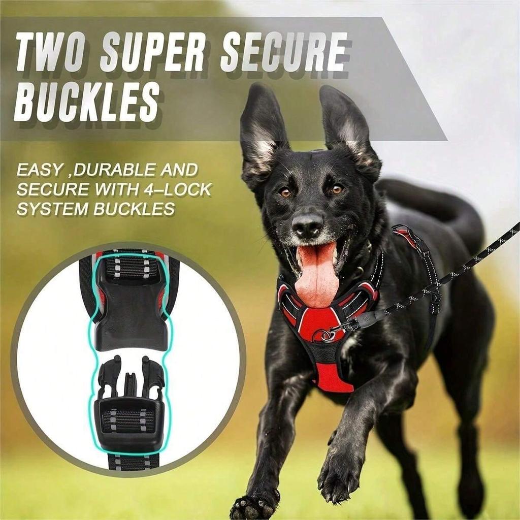 Dog Harness, No-Pull Pet Harness With 2 Leash Clips, Adjustable Soft Padded Dog Vest, Reflective No-Choke Pet Oxford Vest With Easy Control Handle