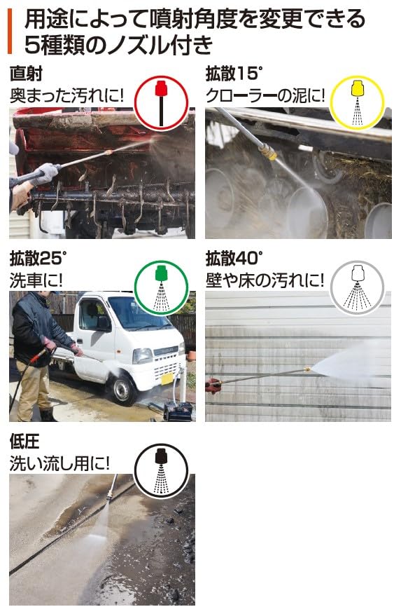 KOSHIN Engine Type High Pressure Washer 17MPa Wheeled Type Water Direct Connection Agricultural Equipment Powerful Cleaning Black JCE-1710