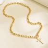 Hot-selling Simple Stacked Cross Pendant Necklace Niche High Sense Exaggerated Thick Chain Collarbone Chain Accessories