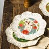 8.4inch Ceramic Dinner Plate Vintage Floral Cake Dessert Dishes Snack Plates Household Dinnerware For Coffee Shop