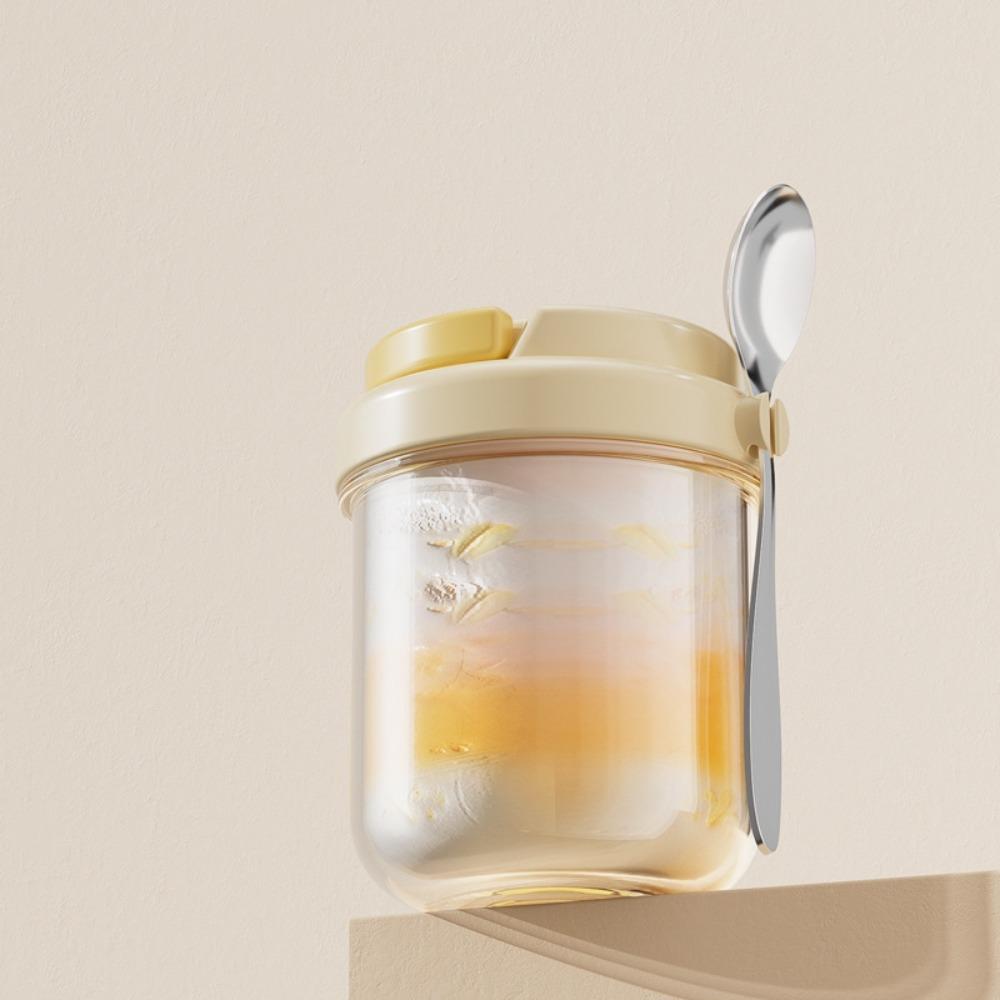 

with Lid and Spoon Overnight Oats Container 430ML Fruit Salad Food Storage Box Breakfast жовтий