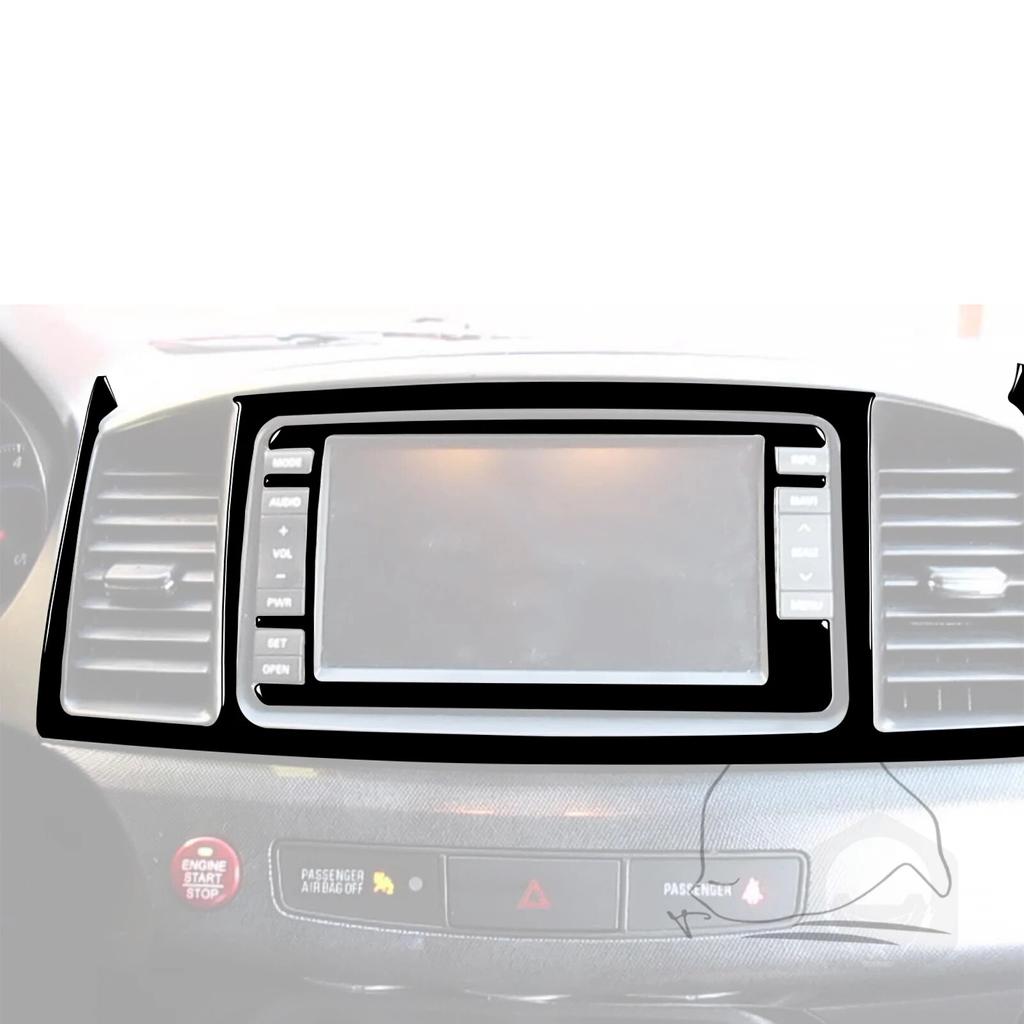 For Mitsubishi Lancer EVO X MR 2008-2015 Car Accessories Plastic Piano Black Interior Navigation Display Trim Sticker Decoration