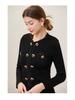 Elegant French High-End Mid-Length Knitted Dress with Heart Buckle for Early Spring