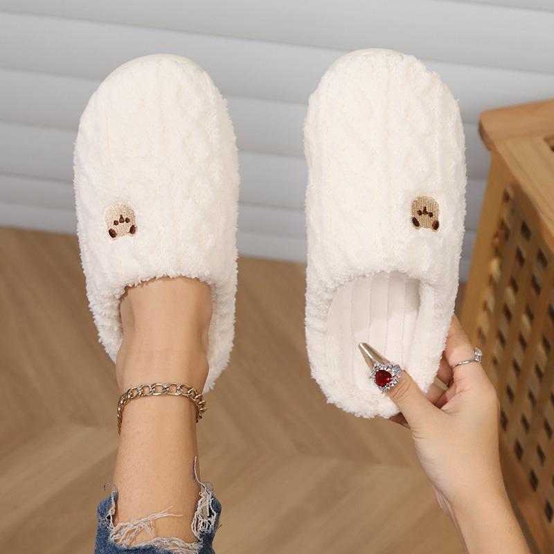 

Новые простые хлопковые туфли для домашнего использования для женщин, пушистые открытые туфли, теплые тапочки Fits 43-44 белый