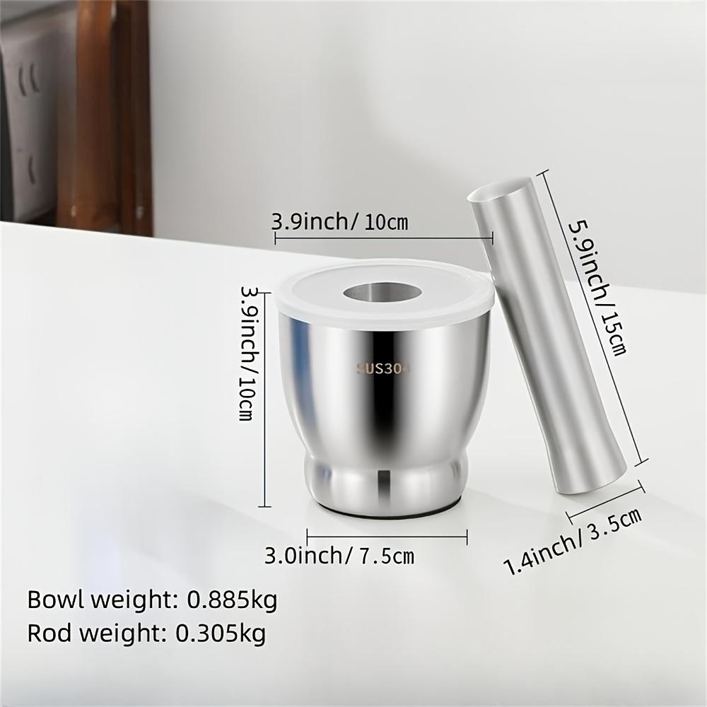 

1pc Heavy Duty 304 Stainless Steel Manual Herb , Spice Grinder , Double Layer Thickened Design with Central Pestle ,Bowl, Non Slip Base for Garlic 10cm