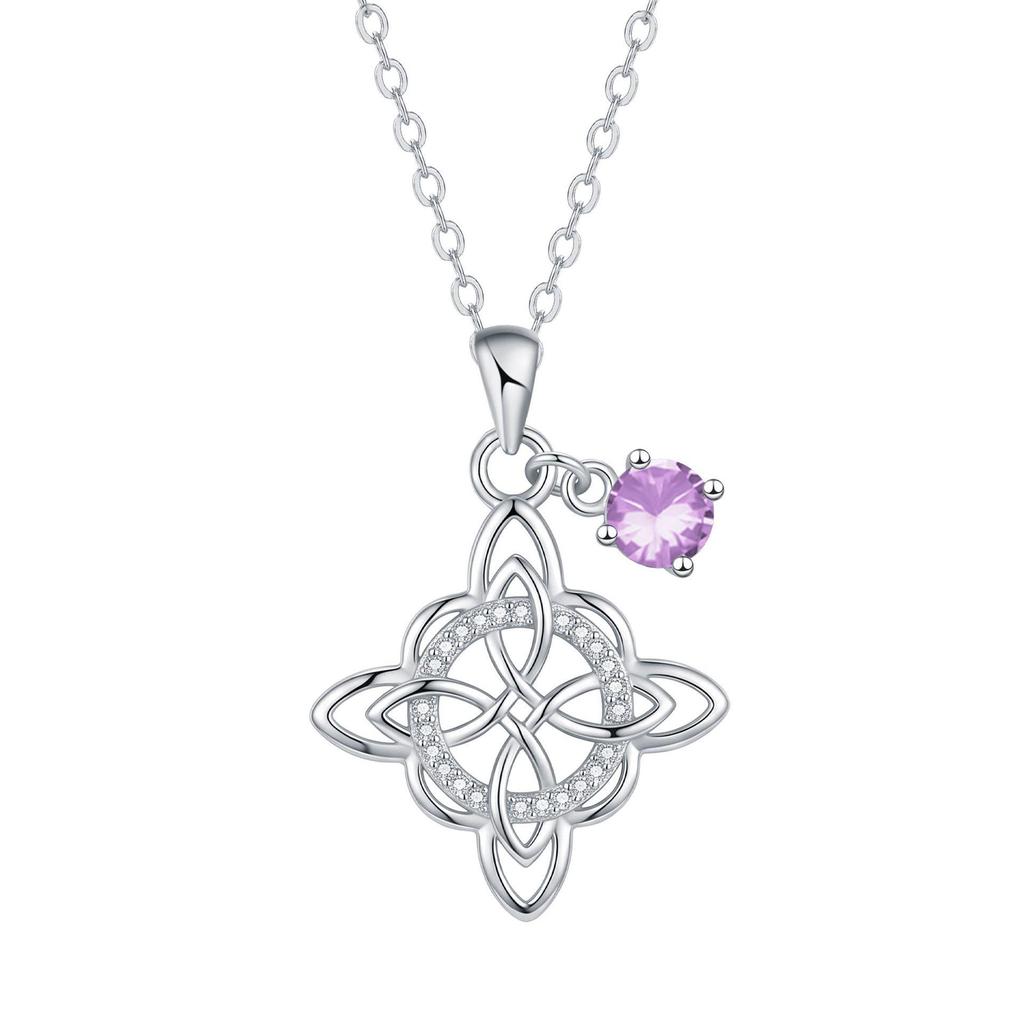 Twelve Zodiac Stones Witch Knot Necklace - Elegant Clavicle Chain Pendant Birthday Gift