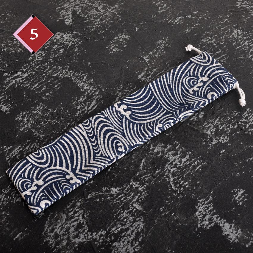 1pc Portable Utensil Pouch Japanese Drawstring Bag for Straw Spoon Chopstick Travel Cutlery Organizer Lightweight