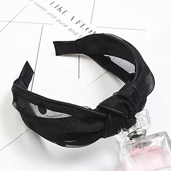 Avance Popular Hair Accessory for Ribbon and Polka Dot Headband, Cute, Adults, Design, Women's (Black)