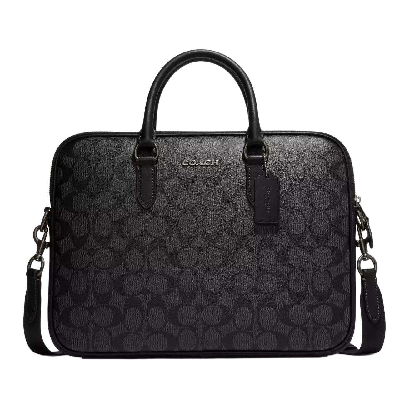 

Coach Gotham Liam 33 Letter Logo Classic Monogram Zip Closure PVC Briefcase Men briefcase Black CJ630-QBO4G Basic Set (Bag+Dust Bag)