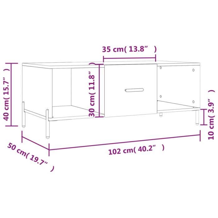 VidaXL Table basse Blanc brillant 102x50x40 cm Bois d'ingénierie 829310