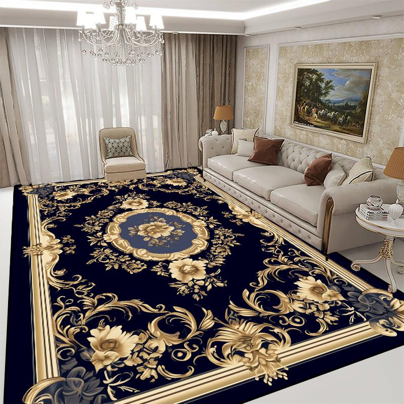 Persian Style Red Carpet for Living Room Washable Luxury American Hairless Table Area Rug for Bedroom Home Anti-slip Floor Mat