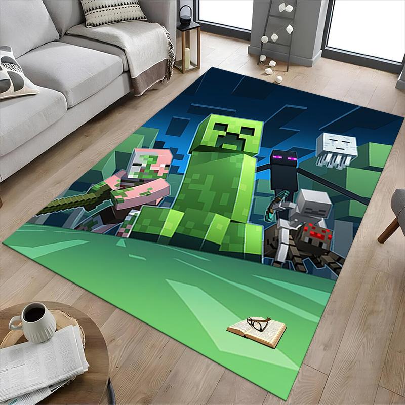 1pc Minecraft Pixel Art Carpet for Playroom Bedroom Living Room Sofa Home Decor,kids Game Area Rug Non-slip Floor Mat Y730121