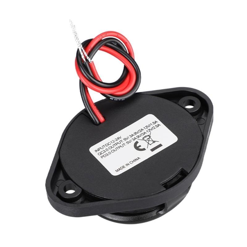 12-24V Dual USB Charger Power Socket 36W PD Type C & QC3.0 Fast Charging Panel Wall Mount Outlet Adapter for Motor Car Boat ATV