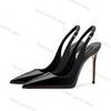 Fashion Sexy High-heeled Sandals with Pointed Tips and Elegant 2025 Summer Patent Leather Strappy Fashionable Party Women's Shoes