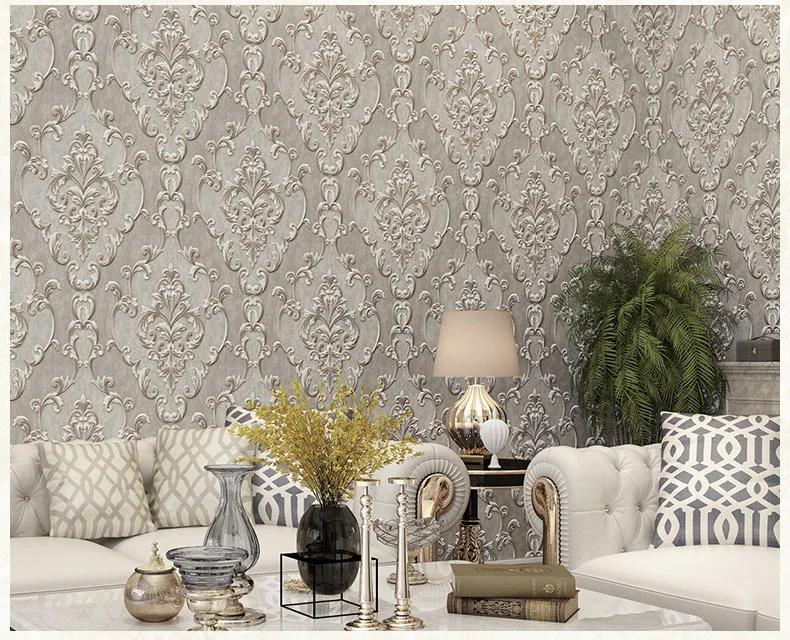 Europäischer Stil 3D stereoskopische Wohnzimmer Schlafzimmer Hintergrundtapete Zuhause Luxus High-End Vliestapete Damaskustapete.