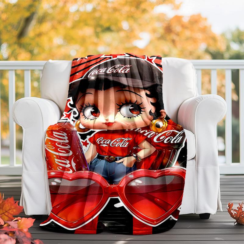 Christmas Gift Halloween Themed Cola Beverage Coca Cola Blanket Soft Home Furnishing Nap Decoration Four Seasons Warm Sherpa Blanket U24