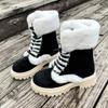 Comemore Thicken Plush Snow Boots for Women Winter Fur Platform Woman Mid-calf Lace-up Snow Boots Plush Casual Cotton Shoes