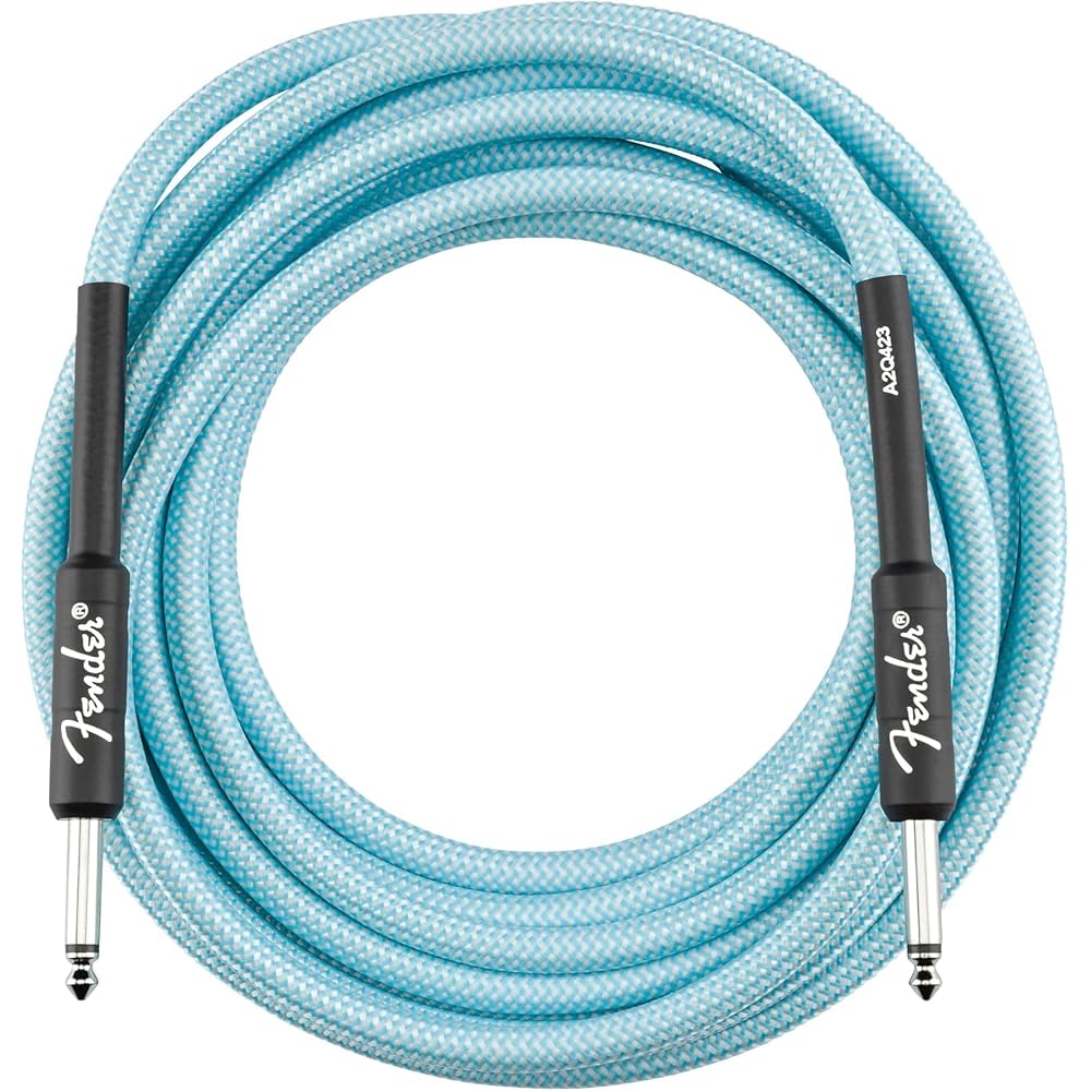 Fender Professional Series Tweed Instrument Cable, Straight/Straight, Daphne Blue, 18ft, 0990815204