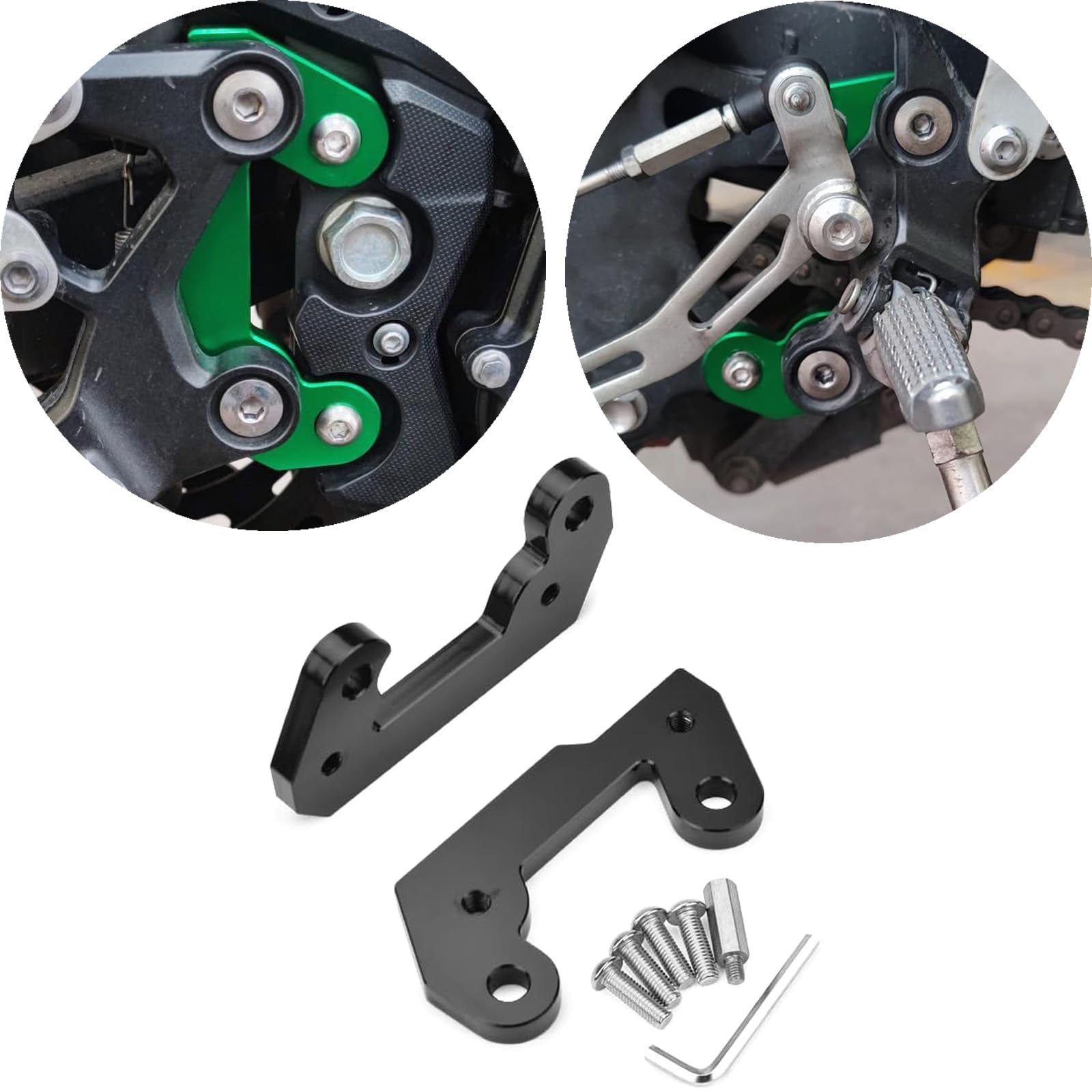 

Motorcycle Rearset Adjuster for Kawasaki Ninja Ninja 400 and Z400 Adjusts back by 25mm and lifts by CNC Aluminum 250, (2018-2023), Z250, (2019-2023). чёрный