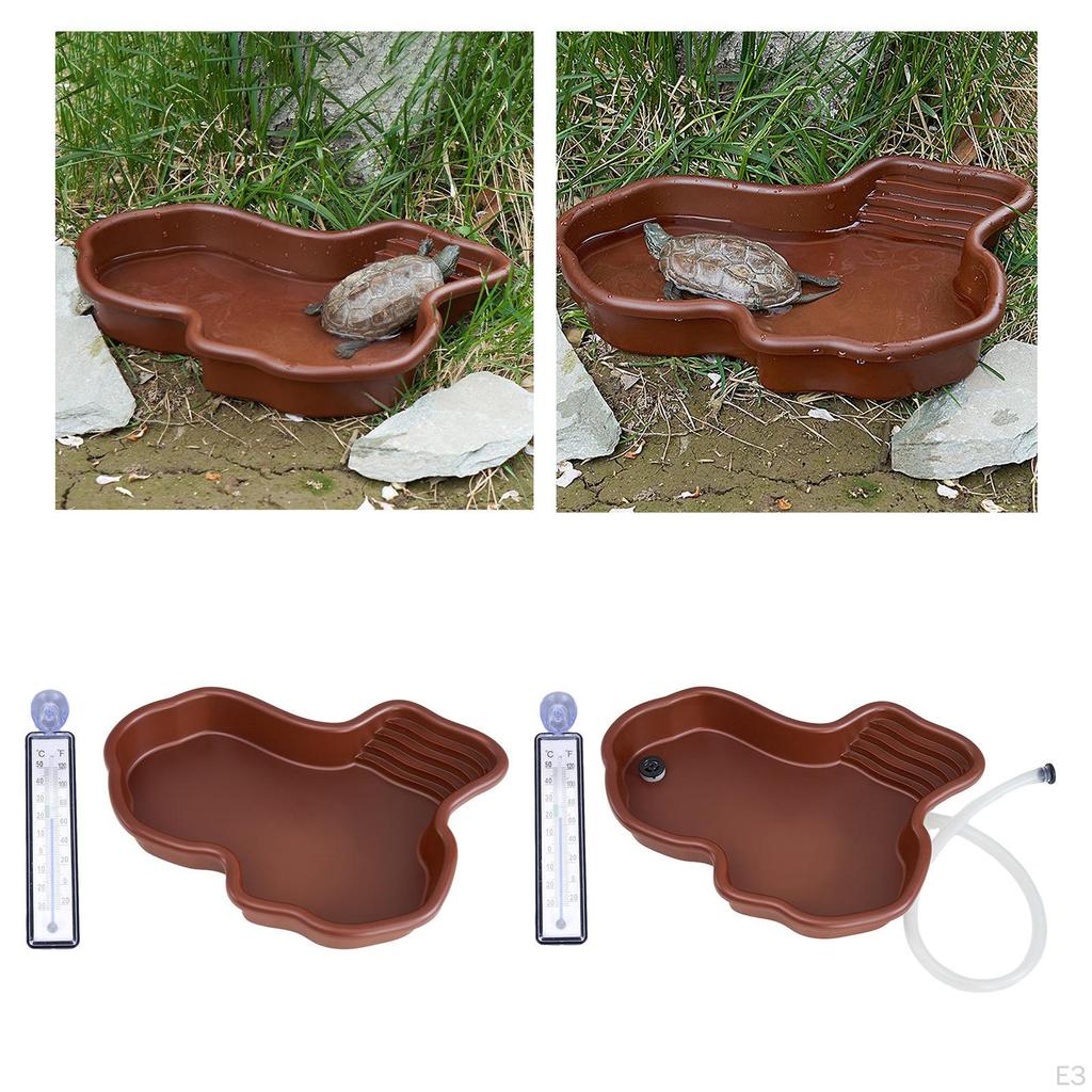 Reptile Bathing Dish Pool Feeding Habitat Decor Turtle Water for Snake Bearded
