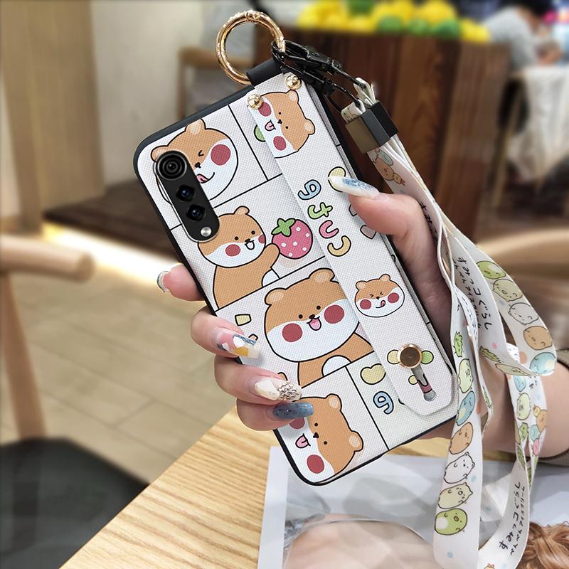 Anti-knock Ring Phone Case For LG Velvet 4G/5G Dirt-resistant Phone Holder Lanyard Silicone Soft Case Cartoon Wristband