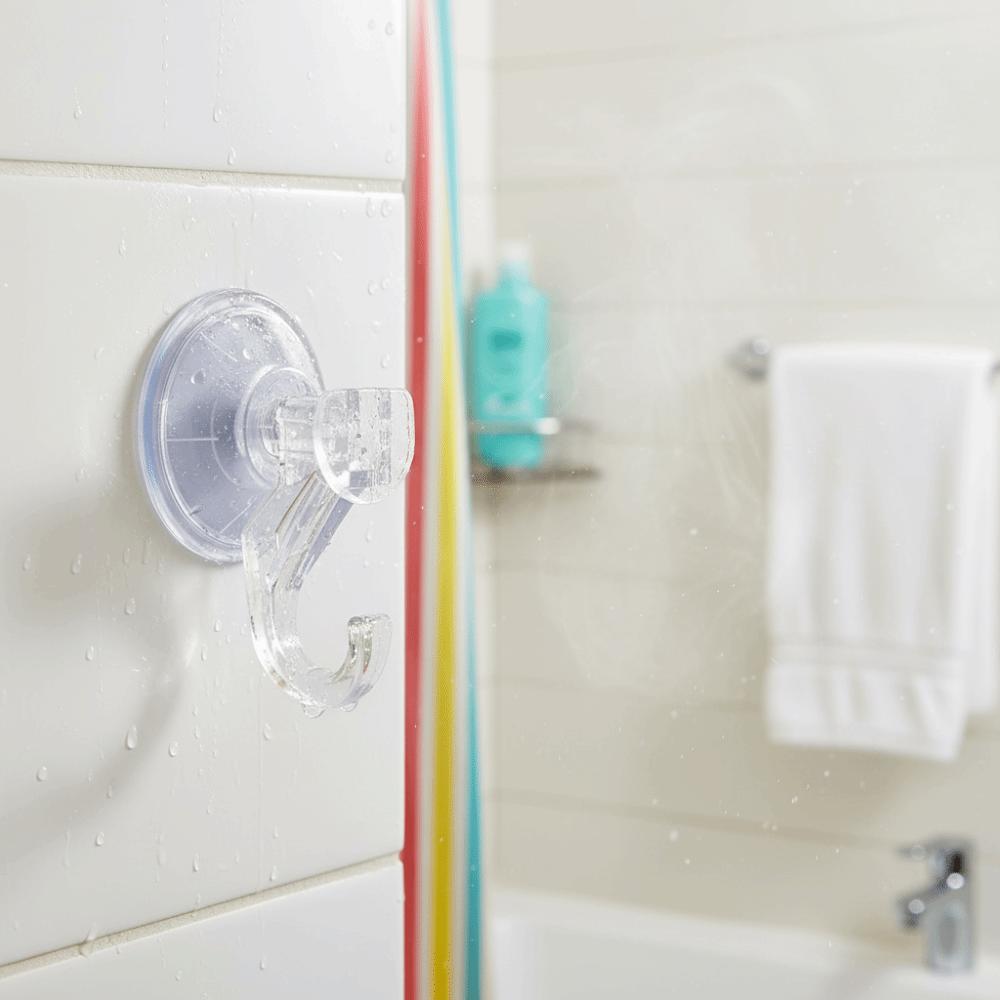 2PCS Transparent Shower Suction Hooks Removable Towel Hook Durable Kitchen Hook  Glass Surface