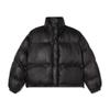 Apostrophe Comma Glossy String Zip-Up Puffer Crop Short Padded Jacket_Burgundy
