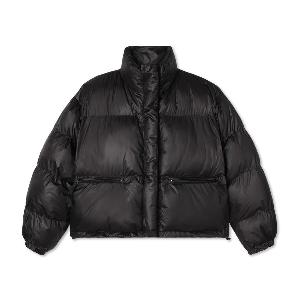 Apostrophe Comma Glossy String Zip-Up Puffer Crop Short Padded Jacket_Burgundy