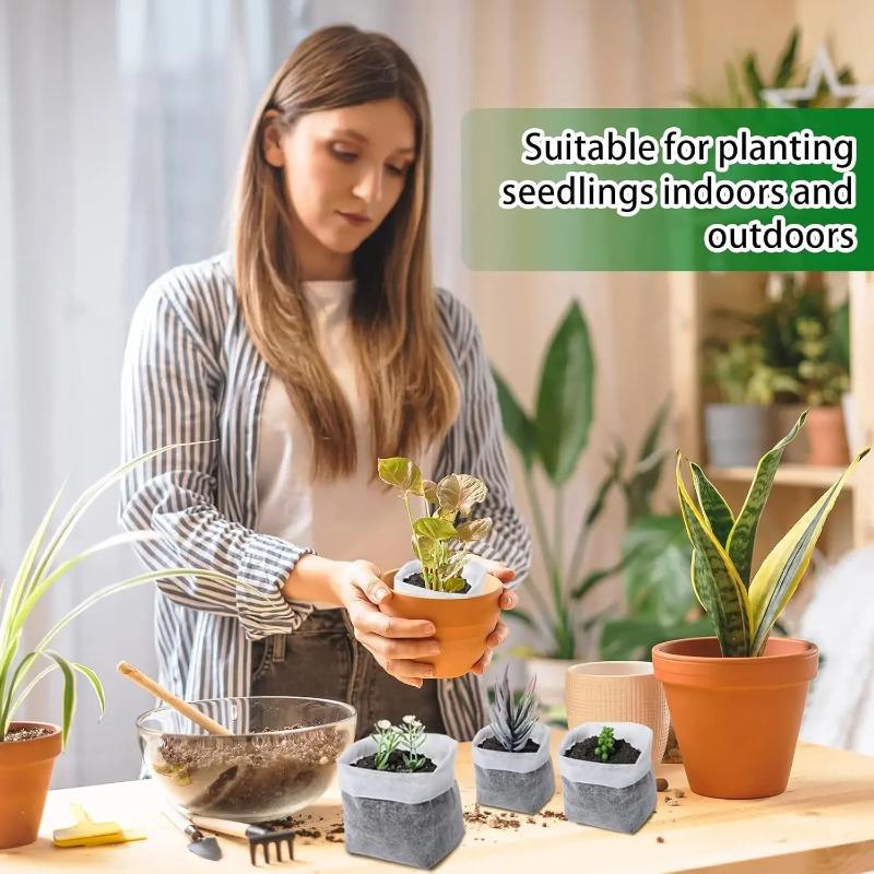 Biodegradable Non-woven Nursery Grow Bags, Breathable Planting Pockets, Eco Fabric Planter Bags for Flower Vegetable Seedling Cultivation