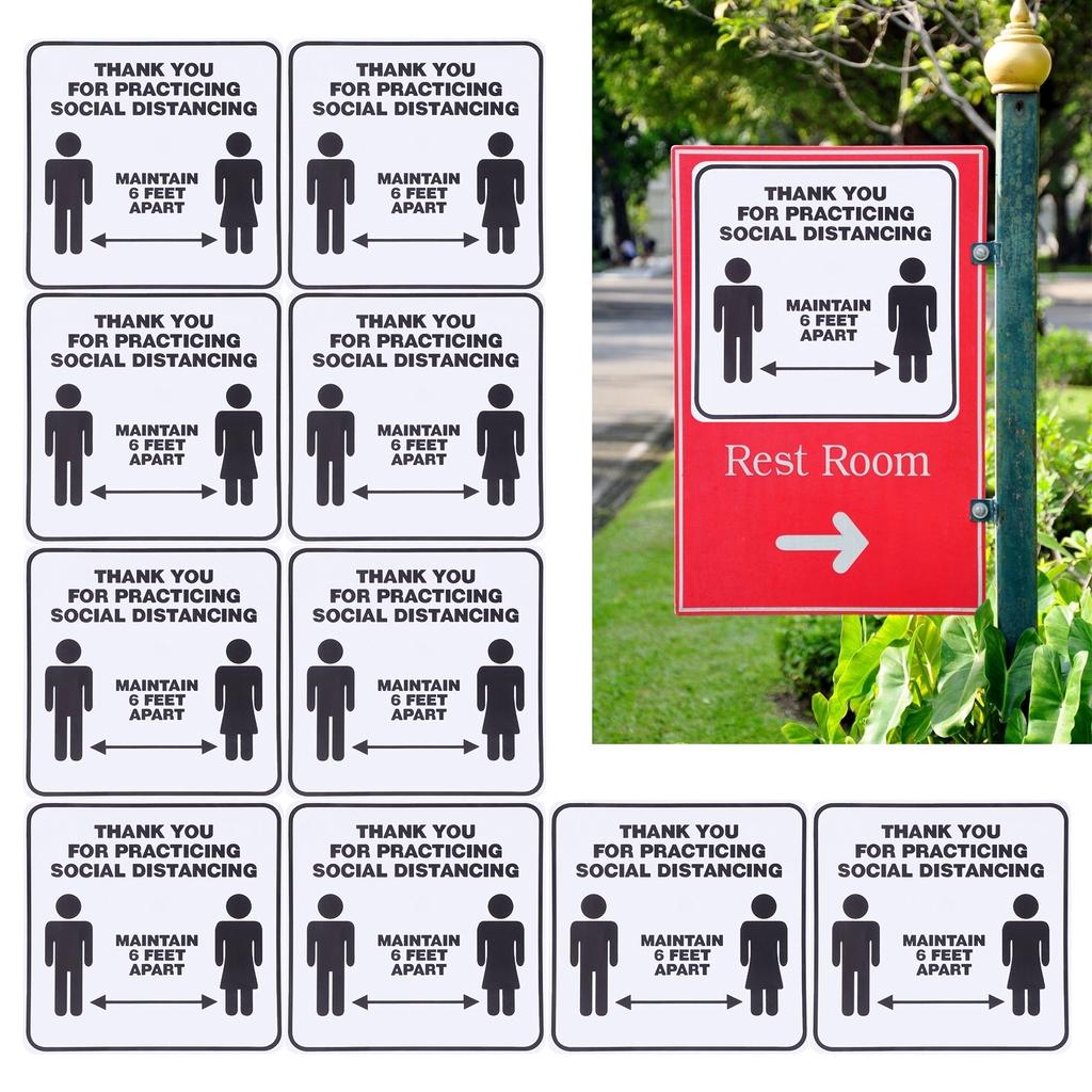 2 Set Floor Sticker Floor Distancing Signs Marker Warning Decal for Mall School Public Area