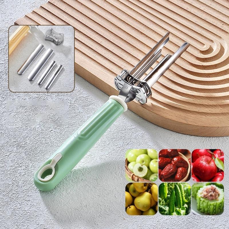 Vegetable Cores Remover Tool Adjustable Diameter For Apples Peppers Stainless Steel Blade Kitchen Gadget