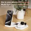 Custom logo Corporate Gift Multifunctional 15W Fast Charger Alarm Clock RGB Ambient Night Light 6 in 1 Wireless Charger Foldable
