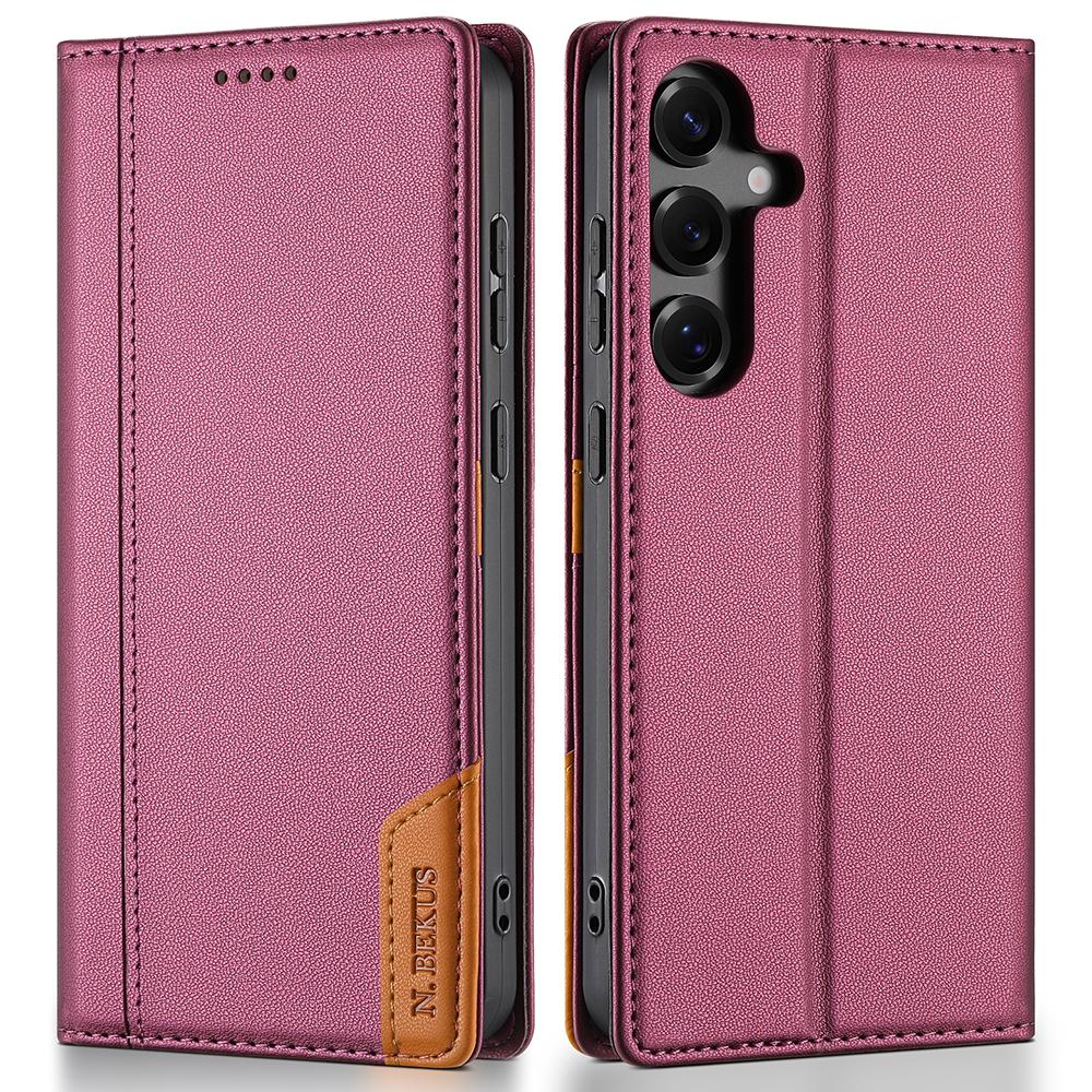 N.BEKUS P3 For Samsung Galaxy S25 Case RFID Blocking Wallet Stand PU Leather Flip Phone Cover
