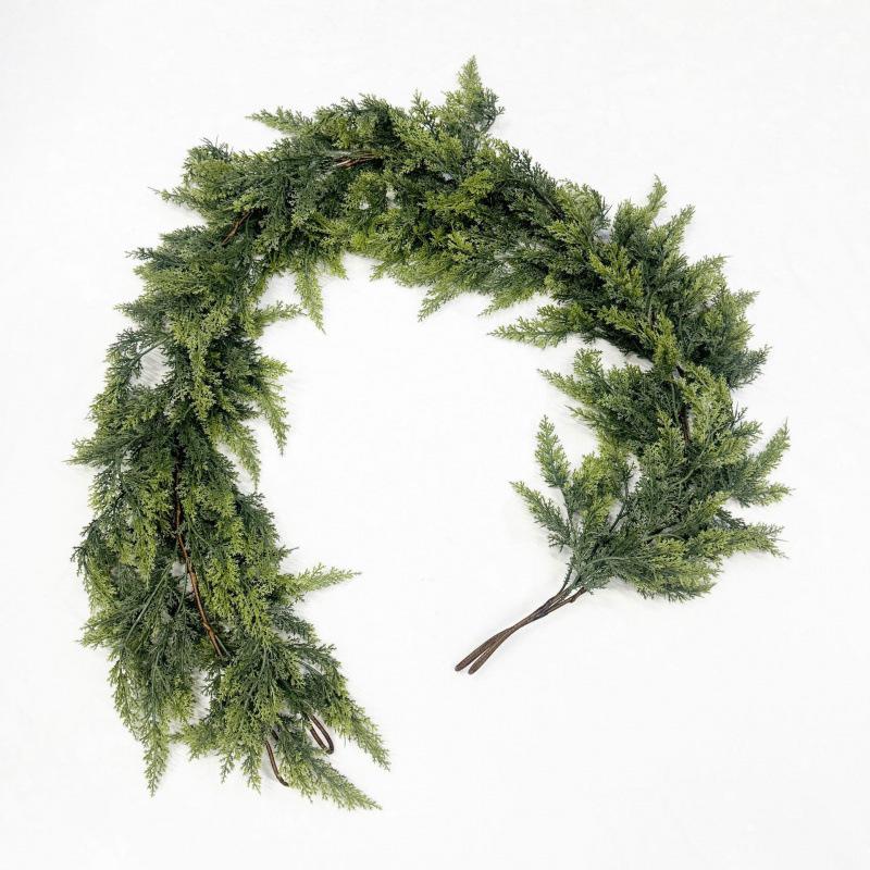 Realistic Cypress Leaves and Vine Cedar Christmas Fireplace Decoration