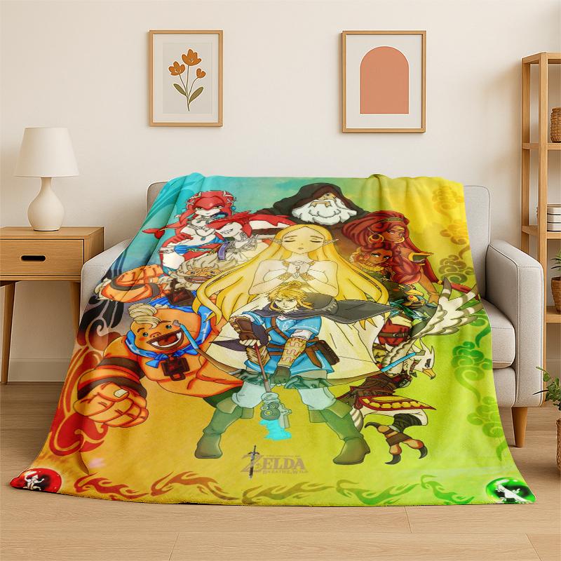 Classic Game Z-Zelda Cartoon Link Flannel Blanket Soft Warm Throw Blanket for Bedroom Living Room Bed Travel Camping Picnic