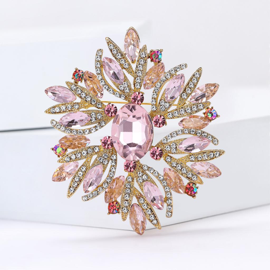 Women Glass Brooch Rhinestone Shining Boutique Decoration Badges Pins