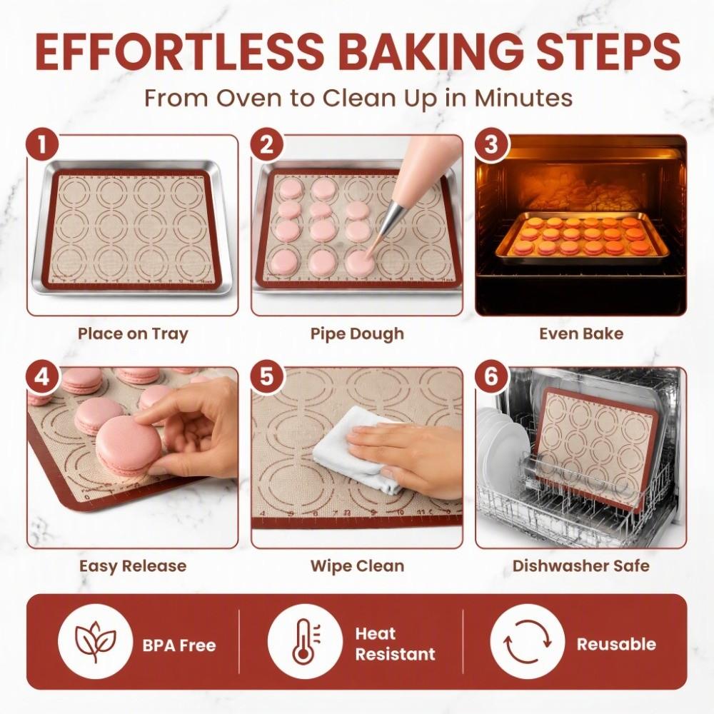 Glass Fiber Silicone Baking Mat Food Grade Silicone Oven Liner Pastry Mat for Baking Home Baking