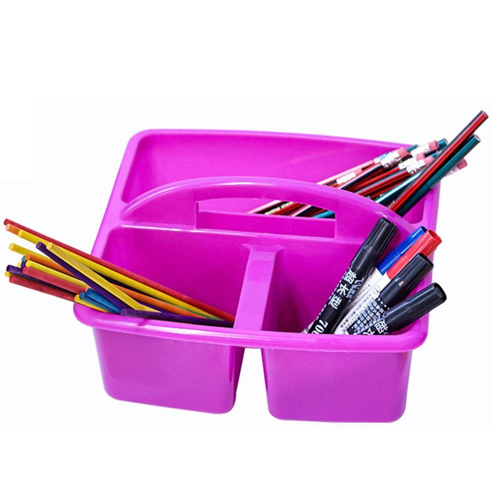 6Pcs/Set with Handles Plastic Storage Organizer Stackable Desktop Storage Box  Pen