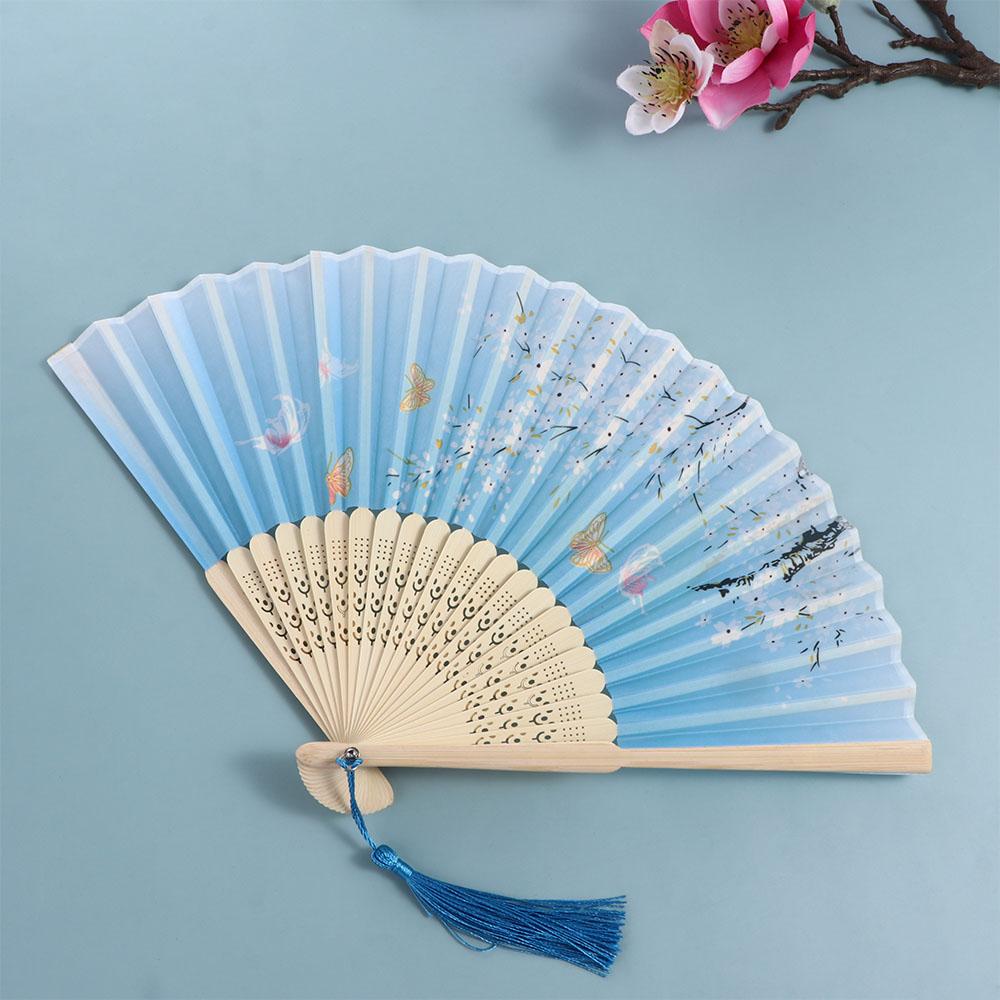 Seiden-Handfächer Chinesischer Stil Japanischer Bambus Faltfächer Foto-Requisite Werkzeug Tanz-Handfächer Seiden-Handfächer Handgehaltener Blumenfächer