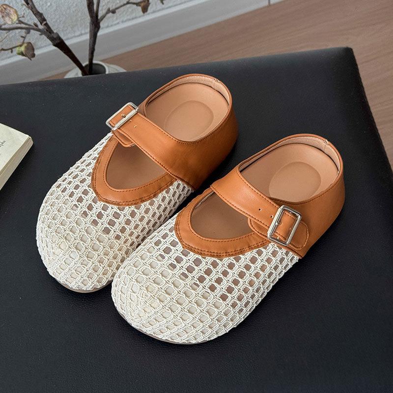 

Баотоу полутапочки женские летние для улицы 2025 новые сетчатые дышащие тапочки на толстой подошве обувь Boken одна нога прохладные тапочки 40 коричневый