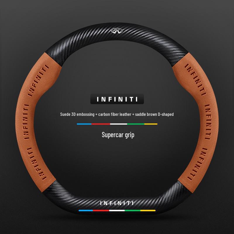 Infiniti Special Car Steering Wheel Cover - Genuine Leather, Suede, Carbon Fiber, Universal, Breathable, All-Season