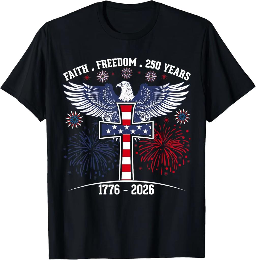 Summer 100% Polyester T-shirt - Retro Flag - Men's and Women's T-shirt - 250th Anniversary of the United States - Short Sleeve