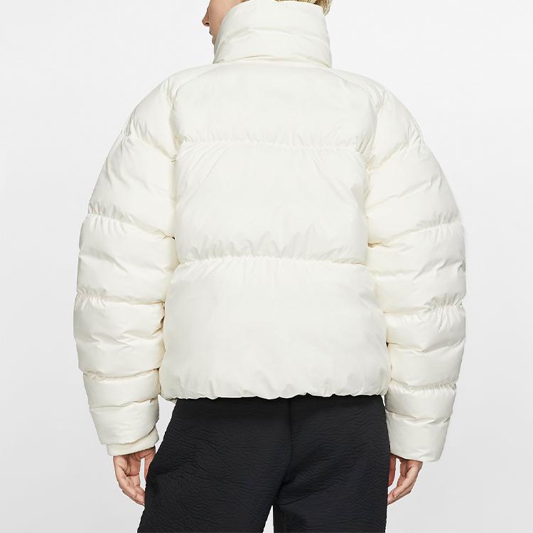 Nike Solid Color Windproof Warm Stand Collar Cotton Jacket Women Jackets White CD4216-110