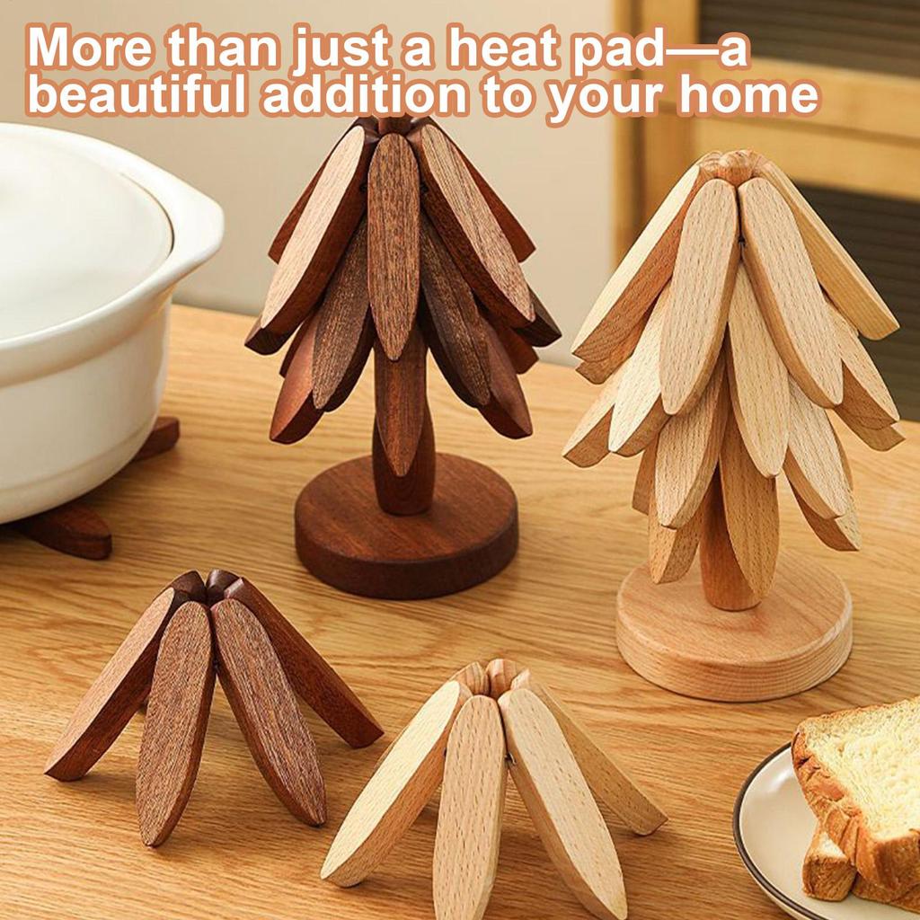 Wooden Trivets For Hot Dishes Insulation Pad Tree Shape Trivet Set Coaster For Teapot Hot Pots Halloween Christmas Gift